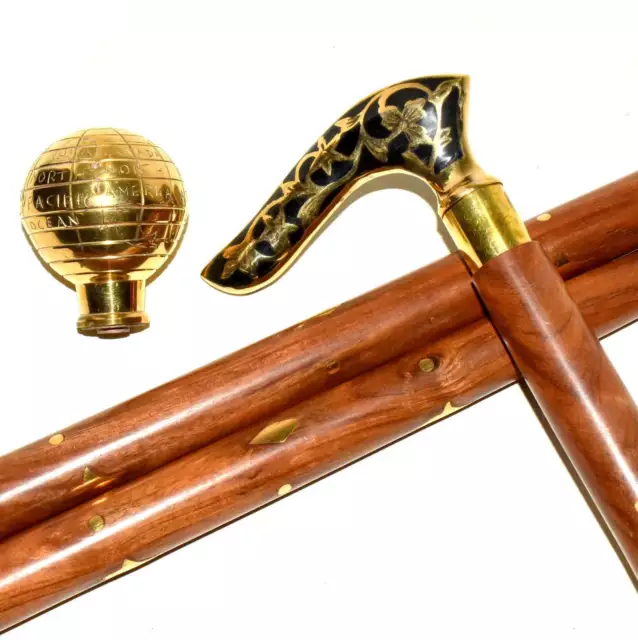 GENTLEMENS Craft Style Brass Designer Wooden Walking Stick/Cane Handmade Canes