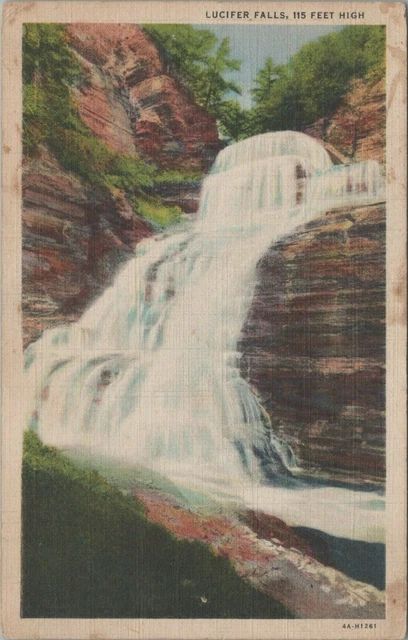 Lucifer Falls 115 Ft High Water Fall Ithaca Posted NY Linen Vintage Post Card