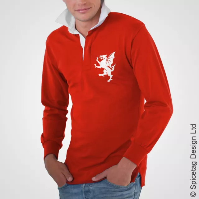 Retro Wales Dragon Rugby Jersey Red Welsh Shirt Vintage Shield Sweater Cymru Top