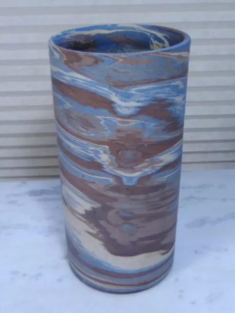 Rare Arts & Crafts Niloak Mission Swirl Cylindrical Vase 5.75", Signed, Handmade