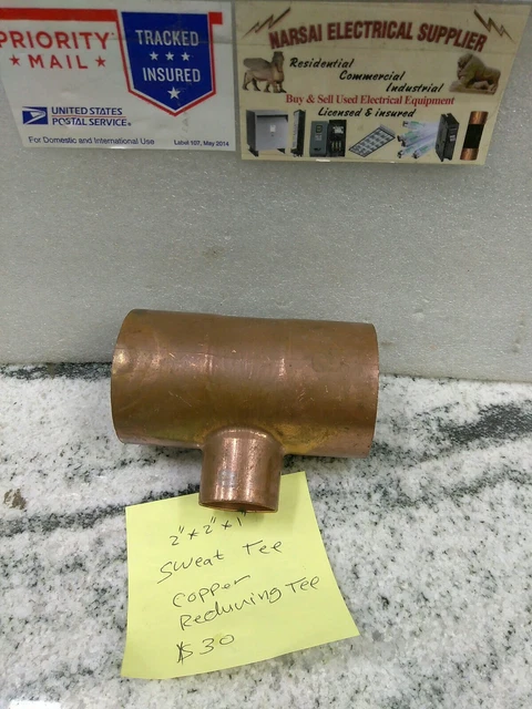 2" x 2" x 1"  CxCxC Sweat Reducing Copper Reducing Tee Plumbing Fitting(20EB2