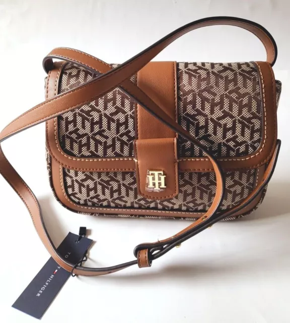 Tommy Hilfiger Crossbody Purse Monogram Logo Black Brown crossbody bag NWT*