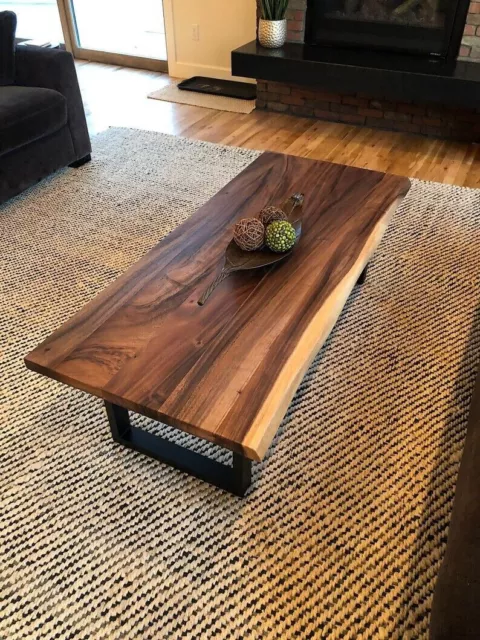 Coffee Table - Tropical Hardwood, Live Edge Coffee Table, Wooden engraved Gift