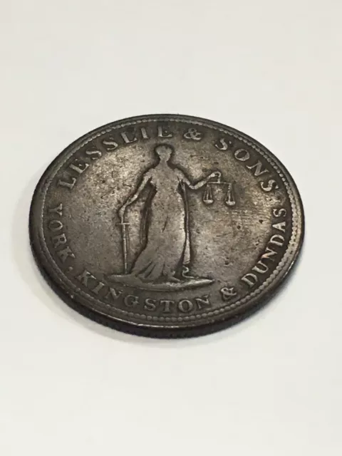 1824 Upper Canada Halfpenny Token "Lesslie&Sons York, Kingston & Dundas" UC-2A5