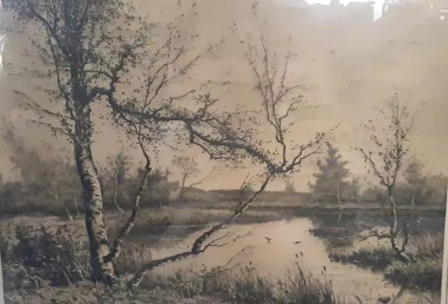 Antique Camille Fonce Etching Landscape Collectible Print 1889
