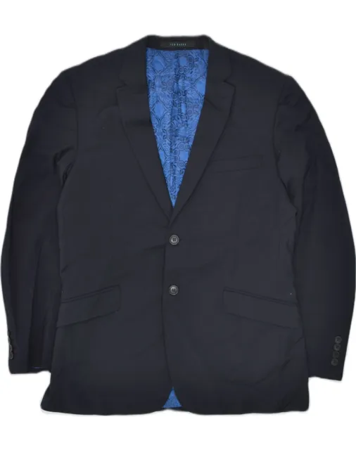 TED BAKER Mens 2 Button Blazer Jacket UK 38 Medium Navy Blue Cotton ZH02