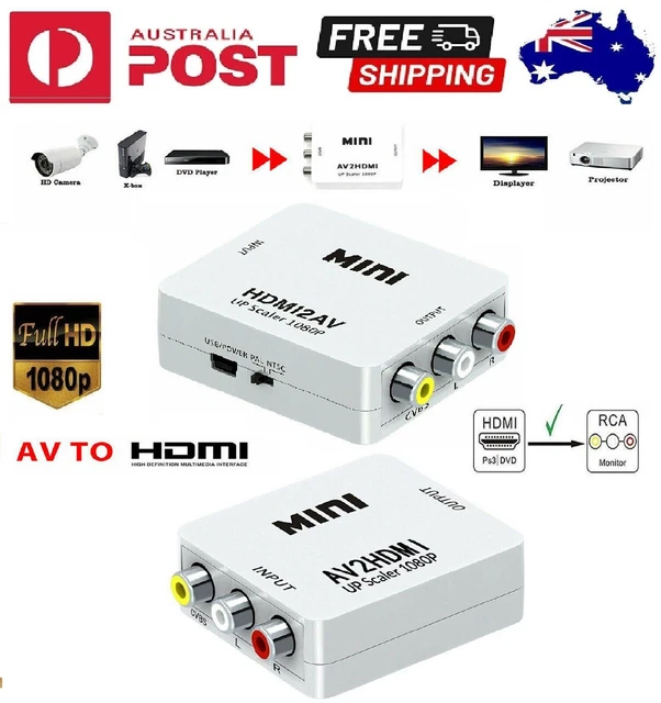 Composite 3RCA AV To HDMI Audio/Video Converter 1080p For PS4  Computer TV Cable