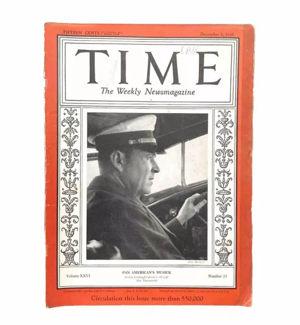 VTG Time Magazine December 2 1935 Vol 26 No. 23 Pan American's Edwin C. Musick