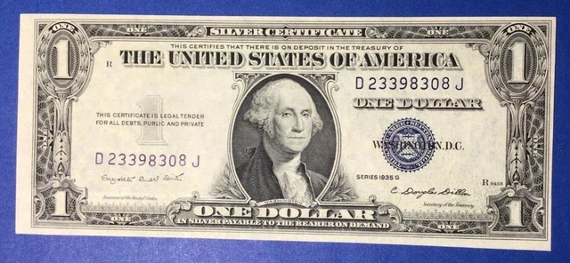 1935G $1 Blue SILVER Certificate Choice Uncirc w/o Motto! X8308! Old US Currency 2