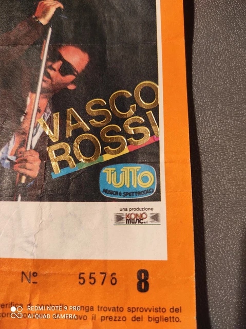 Vasco Rossi Biglietto Concerto Omegna 18 Settembre 1987 Rarissimo 2
