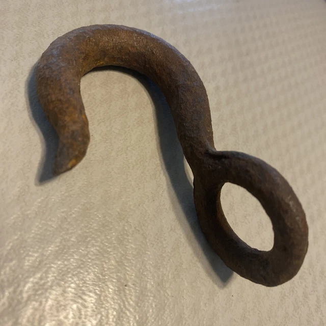 Forged Wrought Iron Hook Hanger Antique vintage louisiana plantation found