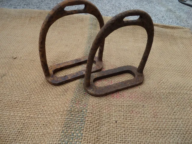 Antique Ottoman Battle Horse Stirrups 19Th Century Wrought Iron Hand Forged