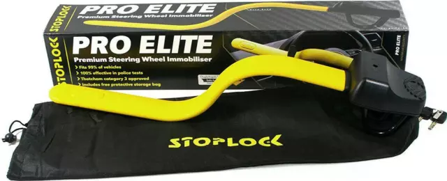 Stoplock Pro Elite Car & Van Yellow Anti Theft High Security Steering Wheel Lock