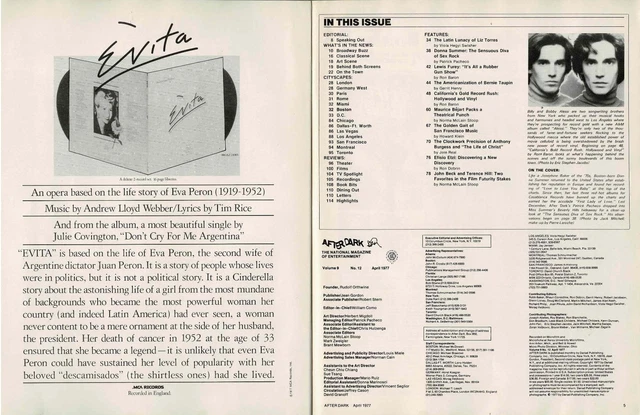 AFTER DARK 4/77 Donna Summer Bernie Taupin Mae West Liz Torres Sparks ...