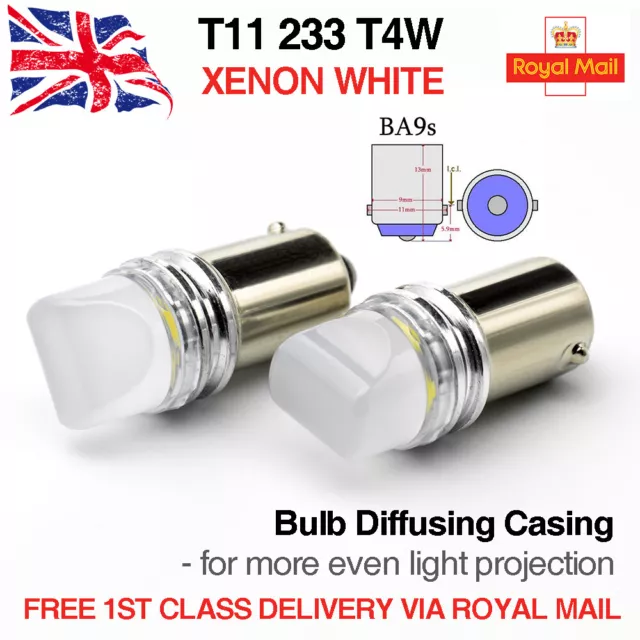 Ba9s T4w Sidelight Led White 233 Car Interior Side Light Bulbs Xenon White 2x UK