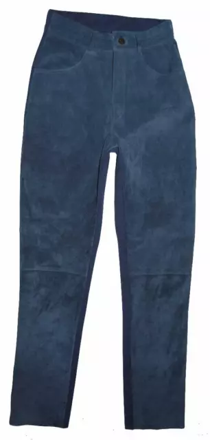 " P. S. " Donne- Pantaloni IN Pelle Blu Circa Tgl 34 IN Suede + Stoffa