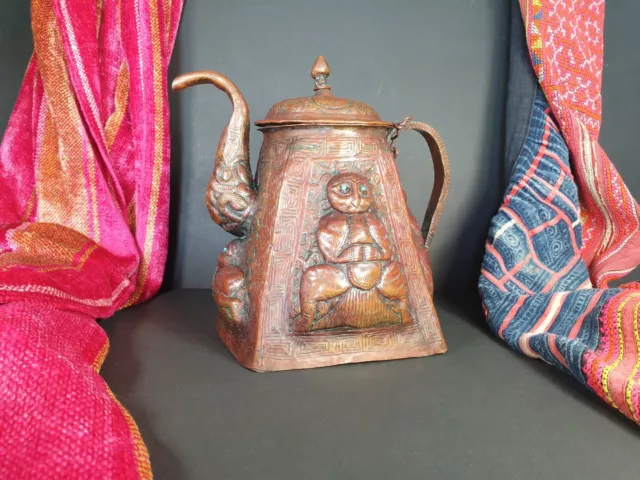 Old Tibetan Hand Beaten Copper Coffee Pot …beautiful collection & display piece