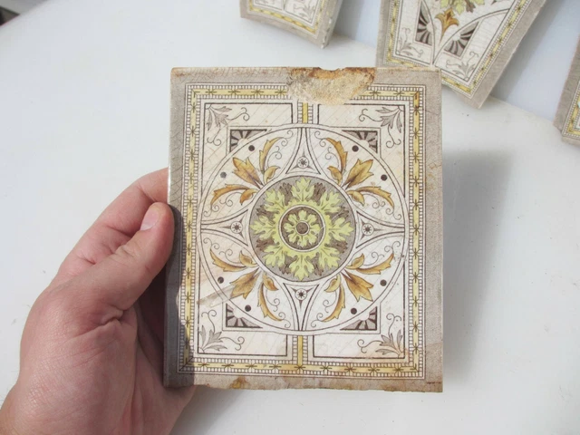 Victorian Ceramic Tiles Tile Antique Old Vintage Art Nouveau Rococo Arch CHIPS 3