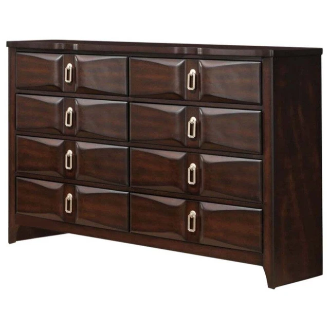 Transitional Style Wood Dresser with 8 Drawers, Brown Brown 8-drawer
