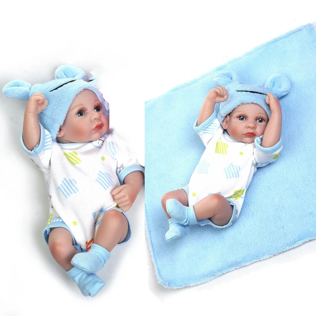 26cm Mini Reborn Doll Full Silicone Vinyl Body Cute Boy Doll Waterproof Bath Toy 2