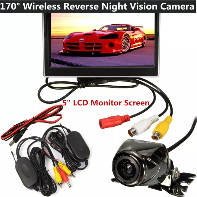 IR Wireless Backup Kamera Rückfahrkamera Rückwärtsfahren + Auto 5″ LCD Monitor