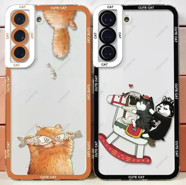 Funny Cute Cat Pet Chat Soft Coque Cover Case For Samsung Galaxy S24 S23 S22 A