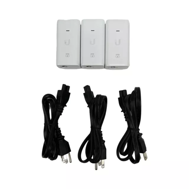 Lot 3x - Ubiquiti UniFi PoE Injector U-POE-af w/ Power Cord + Mounting Bracket