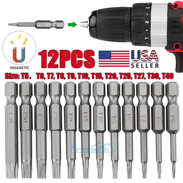 12pc Torx Bit Set Quick Change connect impact driver drill Security Tamper Proof