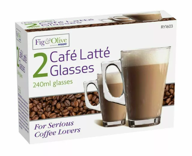 Set of 2-4-6 Latte Glasses 240ml Cups Mugs Tea Coffee Cappuccino Glass