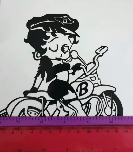 1x Betty Boop Motorbike Vinyl Sticker Decal Car Camper Van Bumper 5.5x6in Black 2