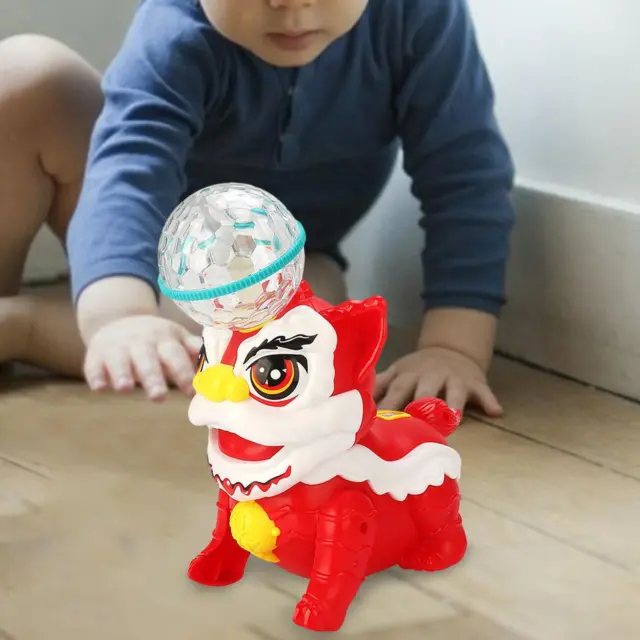 Electric Dancing Lion Babies Infant Chinese Theme 360 Rotating Walking Toy for