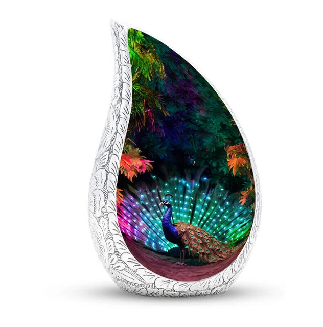 Rainbow Peacock Small Urns For Human Ashes Keepsake Pack Of 1 (3 Inch)