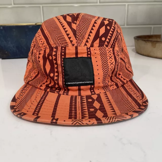 Wesc Unisex Cap Orange Aztec Design  100% Cotton, back strap adjustable OS