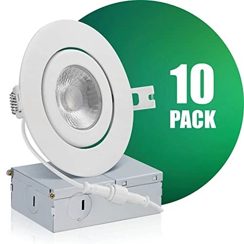 QPLUS 4Inch Eyeball Gimbal LED Recessed Light with Junction Box, Ultra Thin