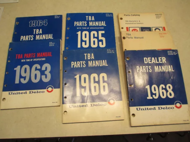 1963 1964 1965 1966 1968 1971 1975 Delco Tba Parts Catalog Book Manual Lot