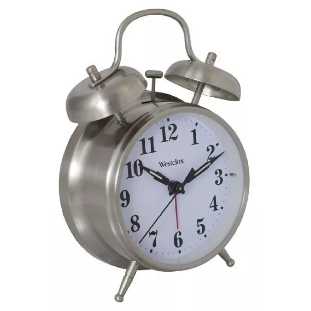 Westclox Big Ben Twin Bell Alarm Clock Quartz Analog Dial Light 70010A, Silver