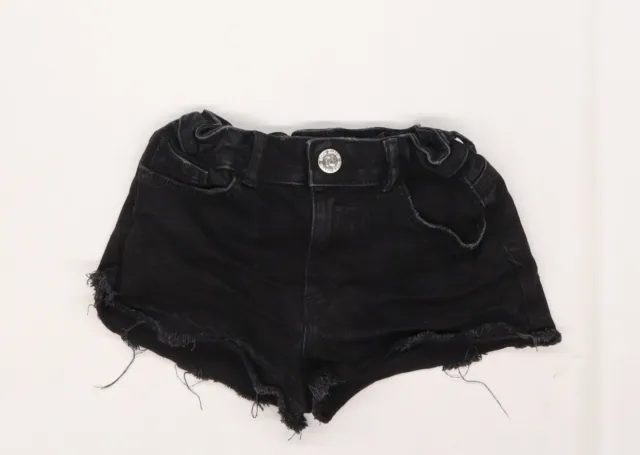 Pantaloncini caldi neri River Island per ragazze cotone taglia 10 anni fibbia extra sottili