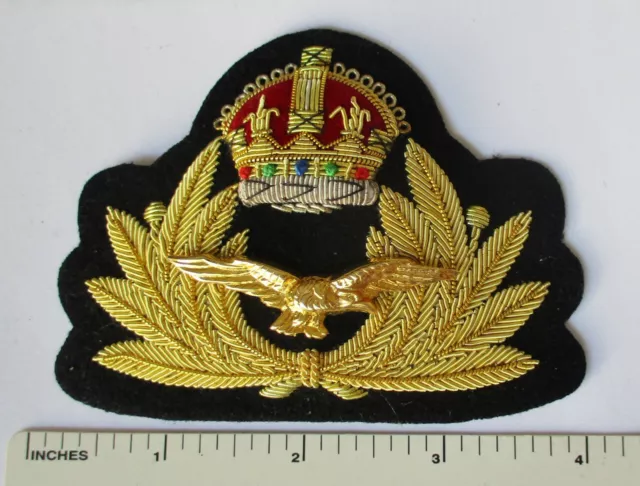 BRITISH ROYAL NAVY AIR SERVICE Bullion CAP HAT BADGE Post WW2 Made King ...