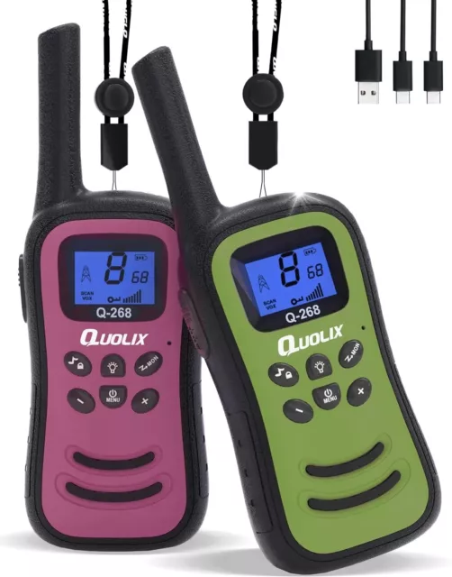 Rechargeable Kids Walkie Talkies, QUOLIX Long Range Walkie-Talkies with 8 PMR Ch