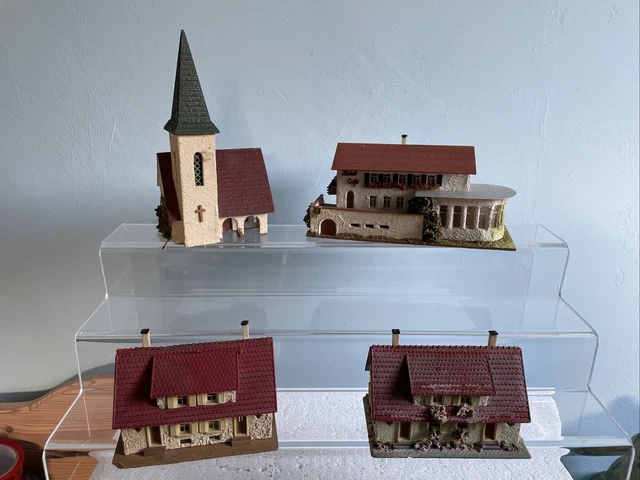modelleisenbahn h0, Alte Holz/ Pappe Häuser, 50er Jahre, Faller, Vaupe,