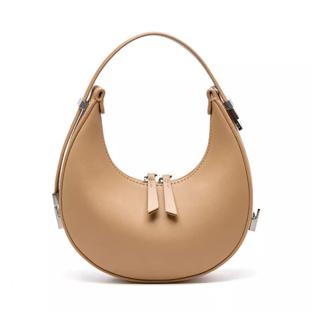 Small Hobo Cowhide Leather Women Handbags Mini Solid Shoulder Bag Purse for Work