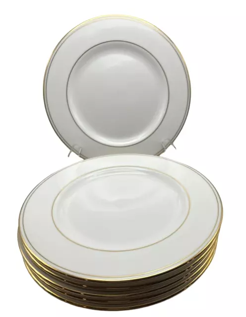 SET OF 6 Lenox FEDERAL GOLD Salad Plates Plate 8 1/8" Fine Bone China USA