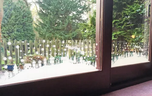Christmas Reindeer Winter Scene Window Sticker  / Cling Window Stickers