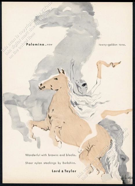 1947 palomino horse & women art Berkshire stockings vintage print ad