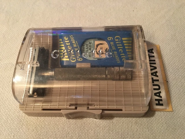 Gillette TTO Twist to Open Safety Razor 1952 - Canada Blue Blades 1954 + Case