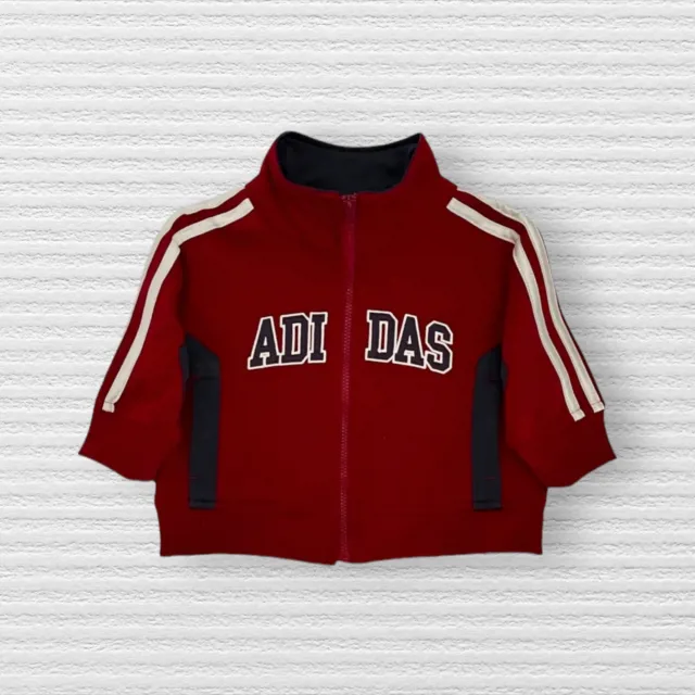 Adidas Baby Boys Track Jacket Red Black White Logo Full Zip Kids Size 3M