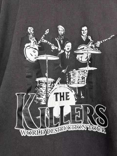 The Killers World Destruction Your Mens Medium Black Distressed Holes Bush Osama 2