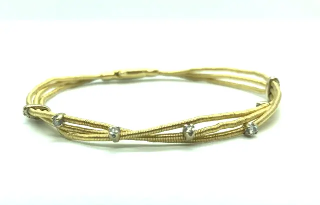 Marco Bicego Goa 5 Diamonds .22CT 18k Gold 3 Strand Snake Chain Bracelet