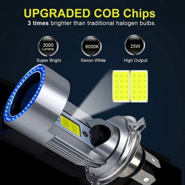Lámpara de faros guiados H4 con luz de conducción diurna Angel Eye luz de haz Hi/Lo