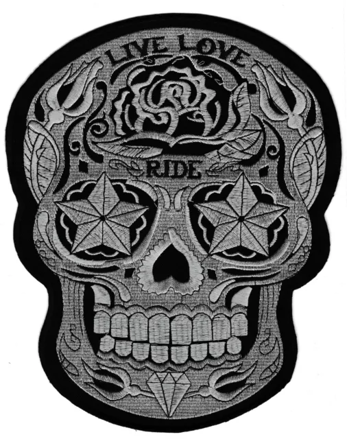 Patch écusson skull tête de mort en feu Calavera Mexicaine patche dorsal grand